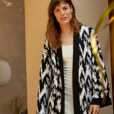 Ikat Wool & Cashmere Knitted Cardigan Long
