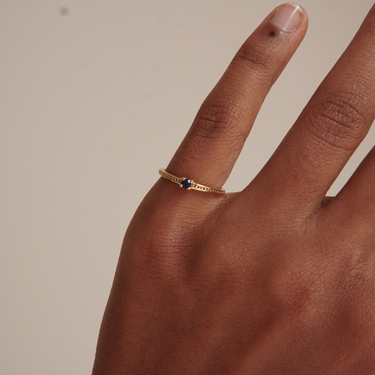 THE EMMA RING BLUE - Solid 14k yellow gold