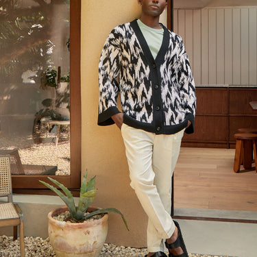 Ikat Wool & Cashmere Knitted Cardigan