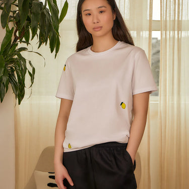 Lemon Embroidered Organic Cotton T-Shirt