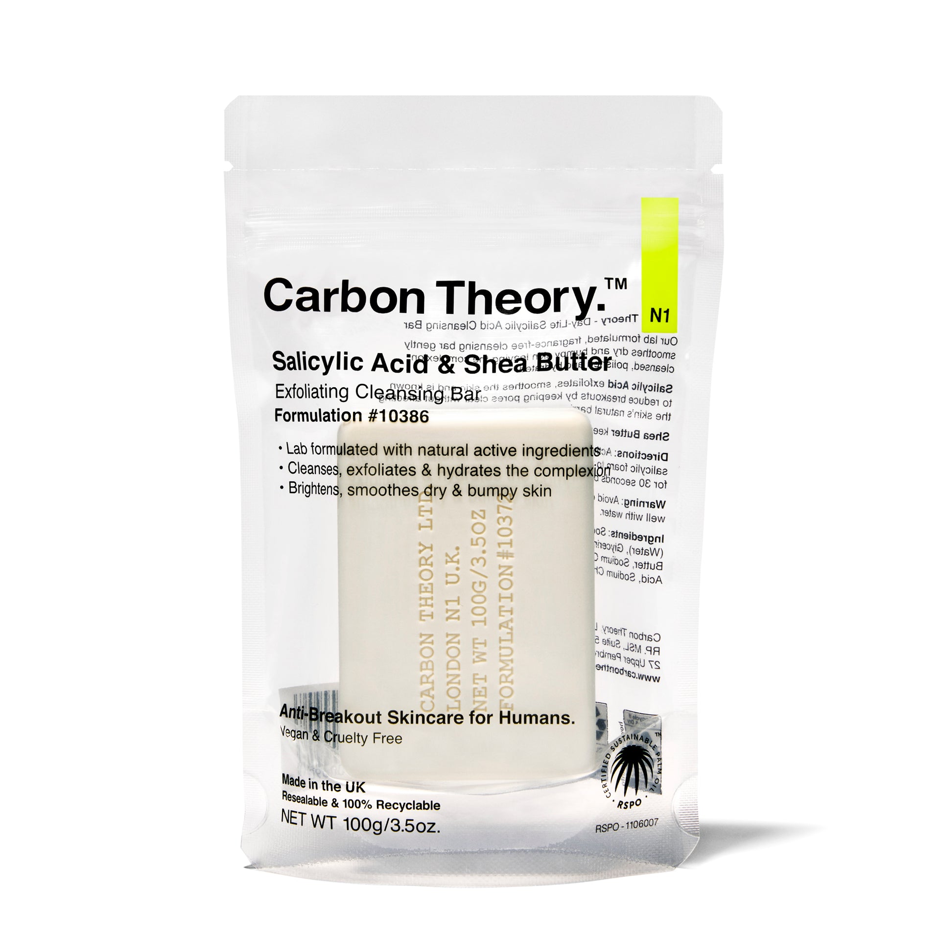 CARBON THEORY - SALICYLIC ACID & SHEA BUTTER EXFOLIATING CLEANSING BAR