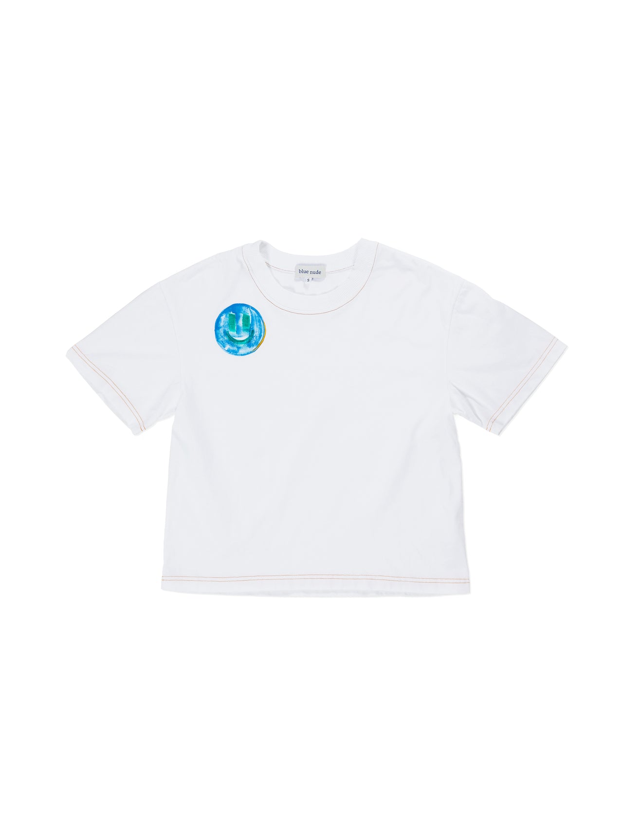 BLUE NUDE - ROSWELL HAND PAINTED SMILEY T-SHIRT